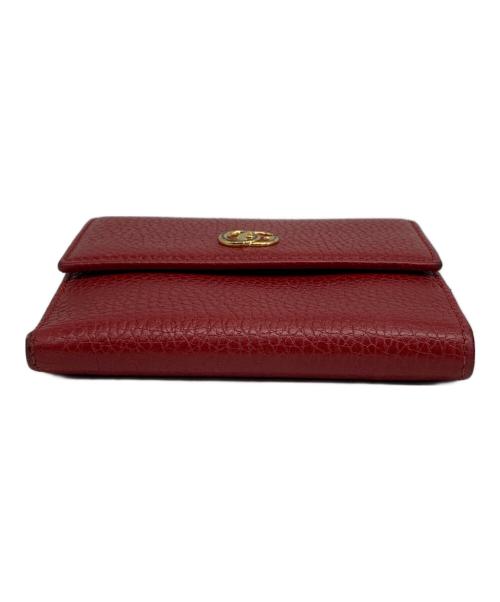 GUCCI（グッチ）GUCCI (グッチ) GGマーモント レザー フレンチフラップウォレット レッドの古着・服飾アイテム