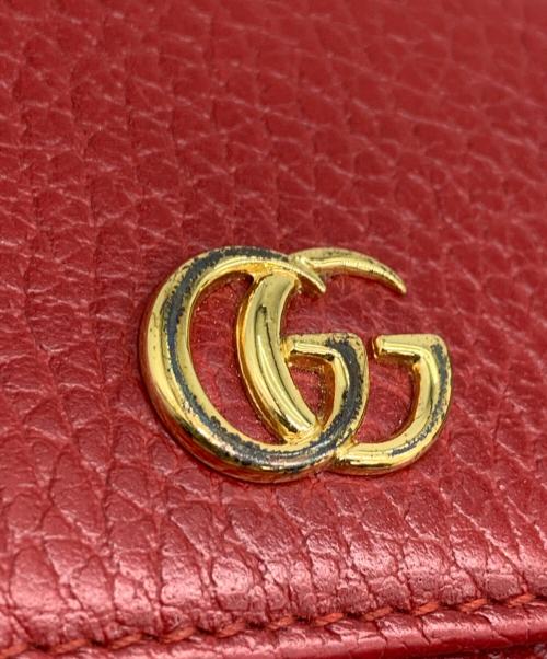 GUCCI（グッチ）GUCCI (グッチ) GGマーモント レザー フレンチフラップウォレット レッドの古着・服飾アイテム