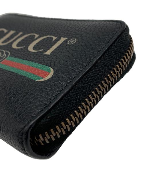 GUCCI（グッチ）GUCCI (グッチ) ロゴプリントレザーコインケース ブラックの古着・服飾アイテム