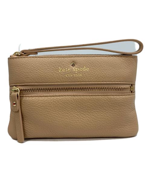 Kate Spade（ケイトスペード）Kate Spade (ケイトスペード) レザーポーチ ベージュの古着・服飾アイテム