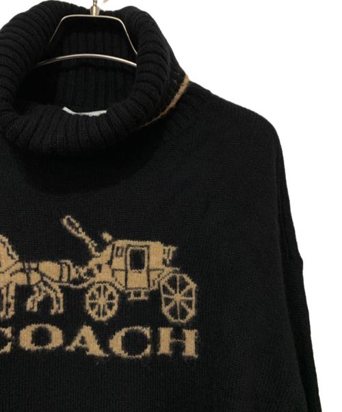 COACH（コーチ）COACH (コーチ) タートルネックニット ブラック×ベージュ サイズ:Sの古着・服飾アイテム