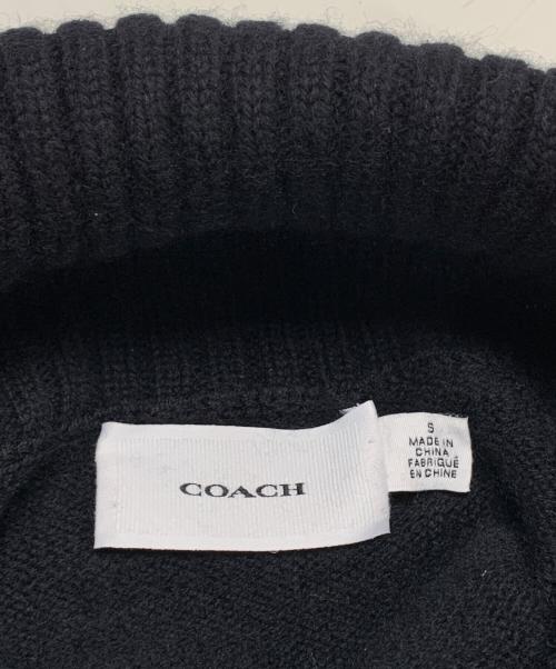 COACH（コーチ）COACH (コーチ) タートルネックニット ブラック×ベージュ サイズ:Sの古着・服飾アイテム
