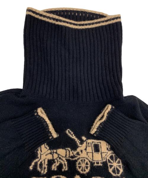 COACH（コーチ）COACH (コーチ) タートルネックニット ブラック×ベージュ サイズ:Sの古着・服飾アイテム