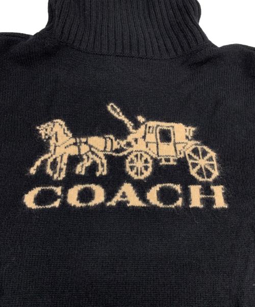 COACH（コーチ）COACH (コーチ) タートルネックニット ブラック×ベージュ サイズ:Sの古着・服飾アイテム