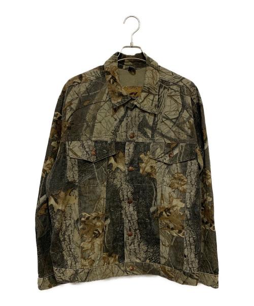 DUXBAK（ダックスバック）duxbak (ダックスバック) リアルツリーデニムジャケット グリーン×ブラウン サイズ:表記無しの古着・服飾アイテム