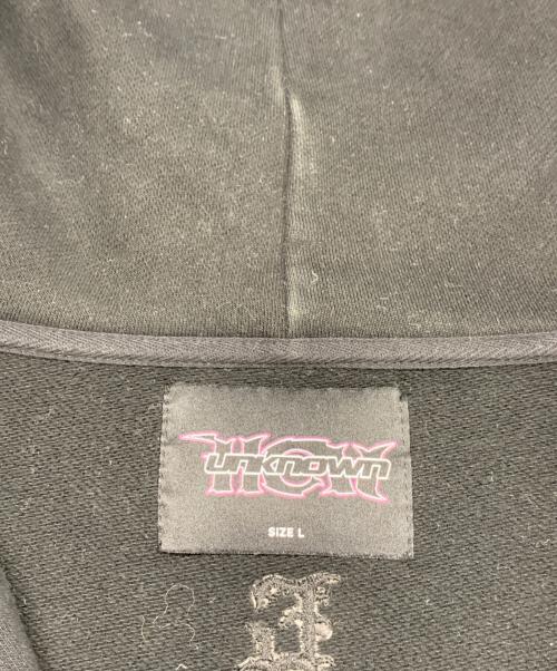 unknown（アンノウン）unknown (アンノウン) HCW (ヘブンキャットウェイト) コラボパーカー ブラック サイズ:Ｌの古着・服飾アイテム