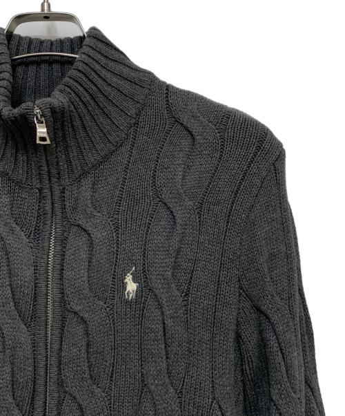 POLO RALPH LAUREN（ポロ・ラルフローレン）POLO RALPH LAUREN (ポロ・ラルフローレン) フルジップケーブルニット グレー サイズ:Mの古着・服飾アイテム