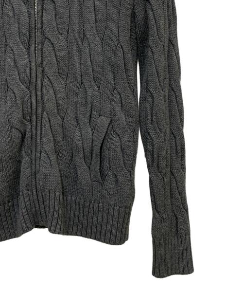POLO RALPH LAUREN（ポロ・ラルフローレン）POLO RALPH LAUREN (ポロ・ラルフローレン) フルジップケーブルニット グレー サイズ:Mの古着・服飾アイテム