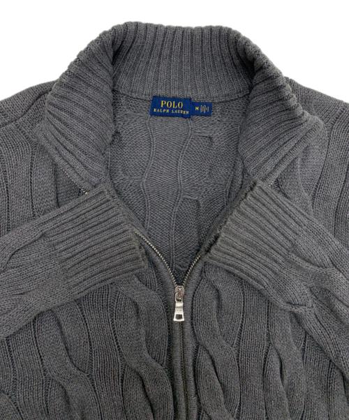 POLO RALPH LAUREN（ポロ・ラルフローレン）POLO RALPH LAUREN (ポロ・ラルフローレン) フルジップケーブルニット グレー サイズ:Mの古着・服飾アイテム
