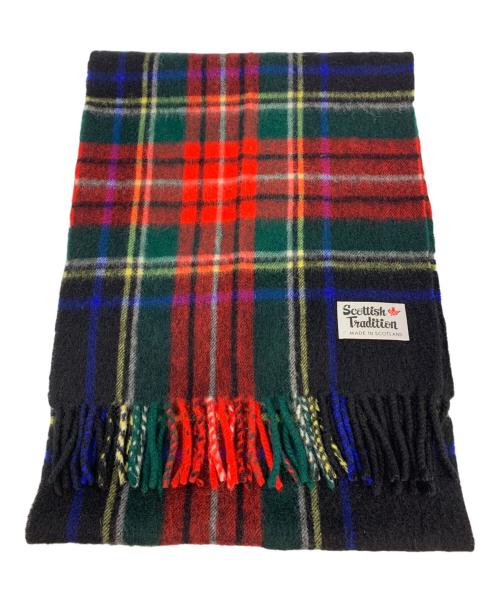 scottish tradition（スコティッシュ トラディション）scottish tradition (スコティッシュ トラディション) アンゴラブレンドマフラー ブラック×レッド×グリーンの古着・服飾アイテム