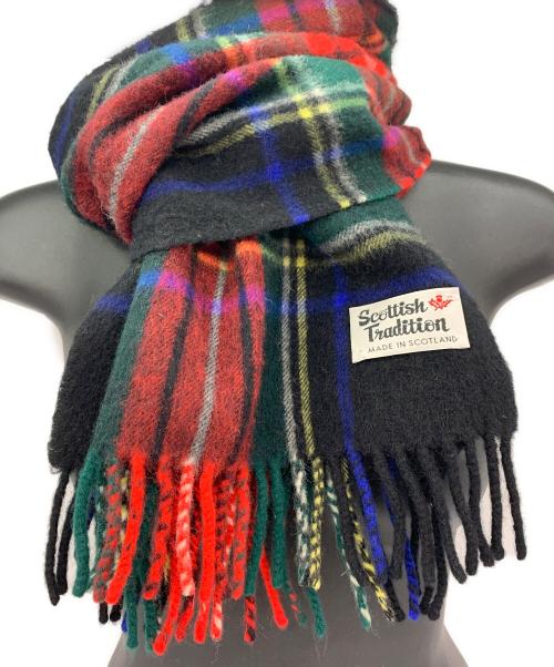 scottish tradition（スコティッシュ トラディション）scottish tradition (スコティッシュ トラディション) アンゴラブレンドマフラー ブラック×レッド×グリーンの古着・服飾アイテム
