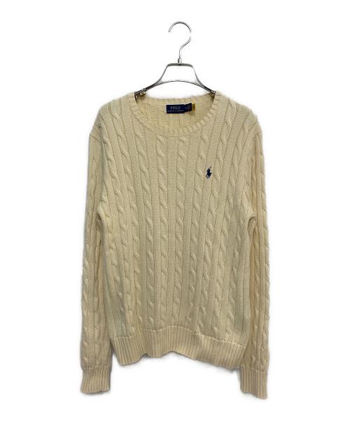 POLO RALPH LAUREN（ポロ・ラルフローレン）POLO RALPH LAUREN (ポロ・ラルフローレン) コットンケーブルニットセーター アイボリー サイズ:Mの古着・服飾アイテム