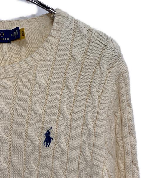POLO RALPH LAUREN（ポロ・ラルフローレン）POLO RALPH LAUREN (ポロ・ラルフローレン) コットンケーブルニットセーター アイボリー サイズ:Mの古着・服飾アイテム