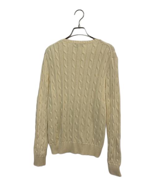POLO RALPH LAUREN（ポロ・ラルフローレン）POLO RALPH LAUREN (ポロ・ラルフローレン) コットンケーブルニットセーター アイボリー サイズ:Mの古着・服飾アイテム