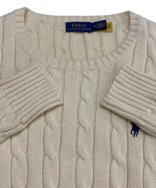 POLO RALPH LAUREN（ポロ・ラルフローレン）POLO RALPH LAUREN (ポロ・ラルフローレン) コットンケーブルニットセーター アイボリー サイズ:Mの古着・服飾アイテム