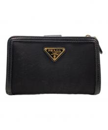 PRADA（プラダ）の古着「トライアングルロゴ財布」｜ブラック