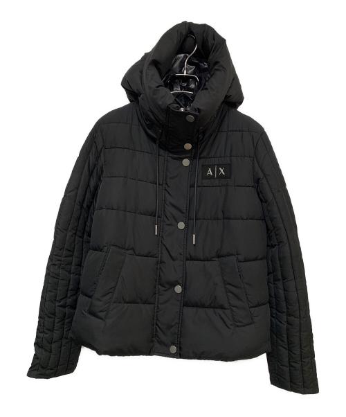 ARMANI EXCHANGE（アルマーニ エクスチェンジ）ARMANI EXCHANGE (アルマーニ エクスチェンジ) A|Xロゴ フーディパファージャケット ブラック サイズ:Sの古着・服飾アイテム