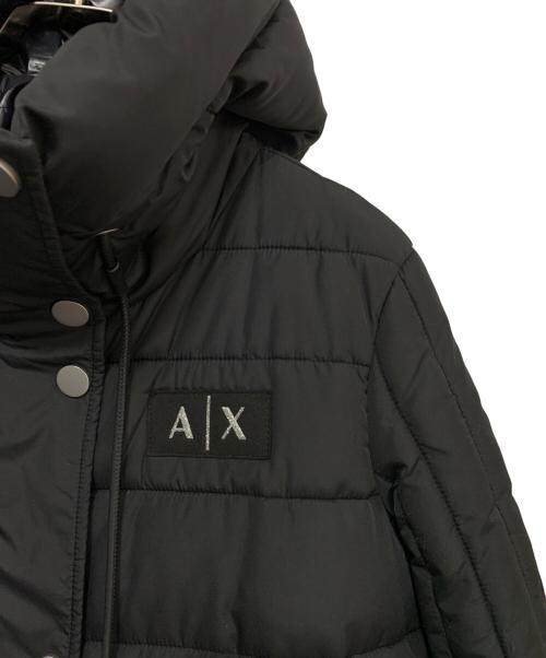 ARMANI EXCHANGE（アルマーニ エクスチェンジ）ARMANI EXCHANGE (アルマーニ エクスチェンジ) A|Xロゴ フーディパファージャケット ブラック サイズ:Sの古着・服飾アイテム