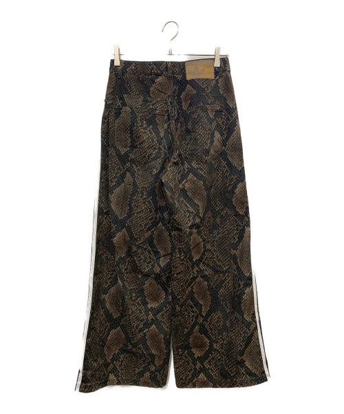 adidas（アディダス）adidas (アディダス) スネークプリント デニム ルーズ パンツ ブラウン×ブラック サイズ:2830の古着・服飾アイテム