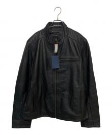 COLE HAAN（コールハーン）の古着「Smooth Lamb Leather Moto Jacket」｜ブラック