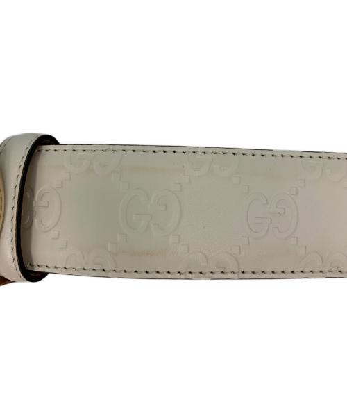 GUCCI（グッチ）GUCCI (グッチ) インターロッキングG レザーベルト アイボリーの古着・服飾アイテム