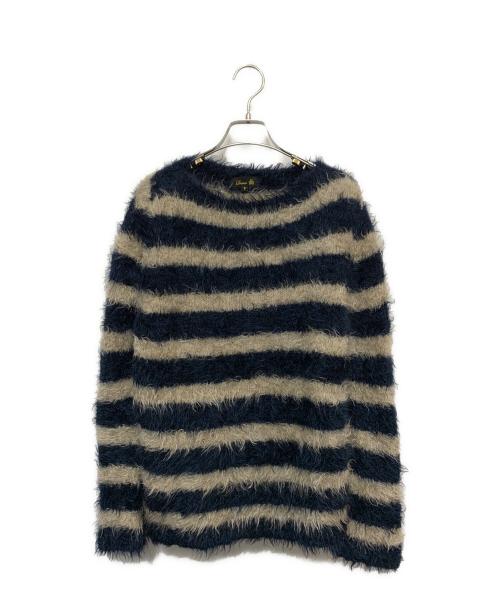 DRAWER（ドゥロワー）DRAWER (ドゥロワー) モヘアブレンドボーダーニット ネイビー×グレー サイズ:2の古着・服飾アイテム