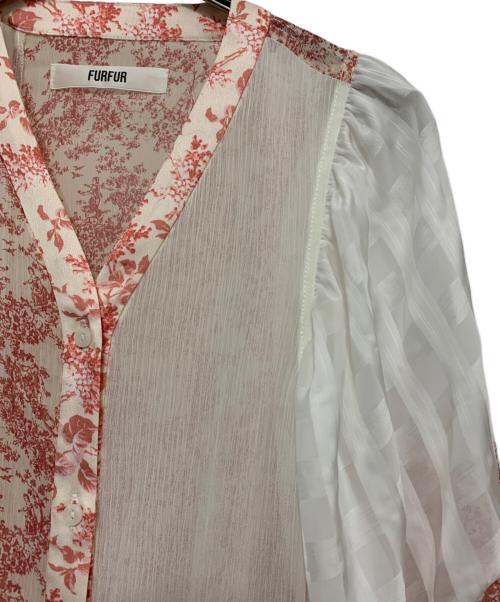 furfur（ファーファー）furfur (ファーファー) 半袖ワンピース ホワイト×ピンク サイズ:ONEの古着・服飾アイテム