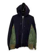sacaiサカイ）の古着「切替ジップパーカー」｜ネイビー×グリーン