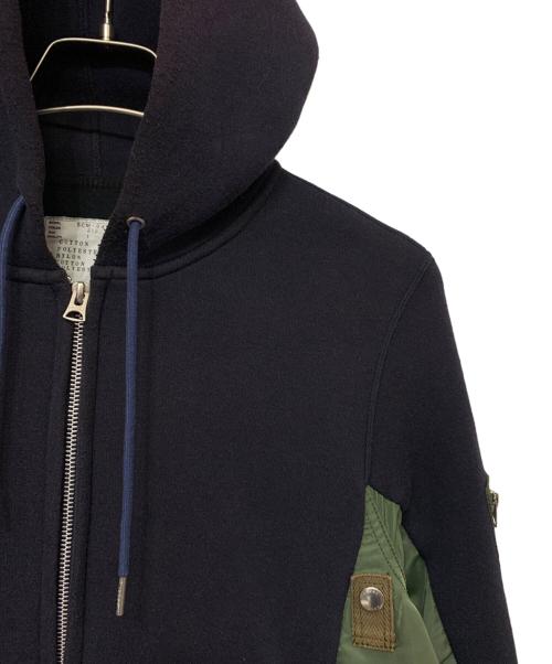 sacai（サカイ）sacai (サカイ) 切替ジップパーカー ネイビー×グリーン サイズ:1の古着・服飾アイテム