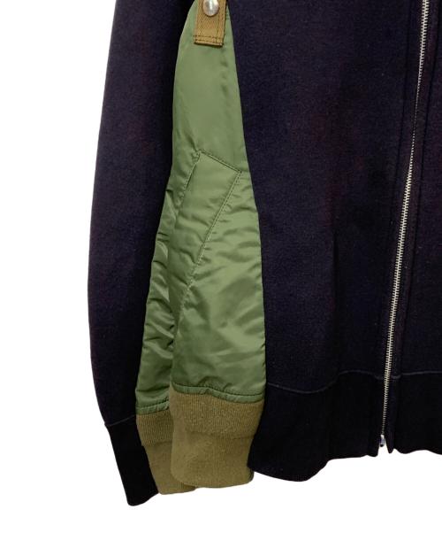 sacai（サカイ）sacai (サカイ) 切替ジップパーカー ネイビー×グリーン サイズ:1の古着・服飾アイテム