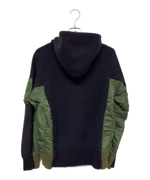 sacai（サカイ）sacai (サカイ) 切替ジップパーカー ネイビー×グリーン サイズ:1の古着・服飾アイテム