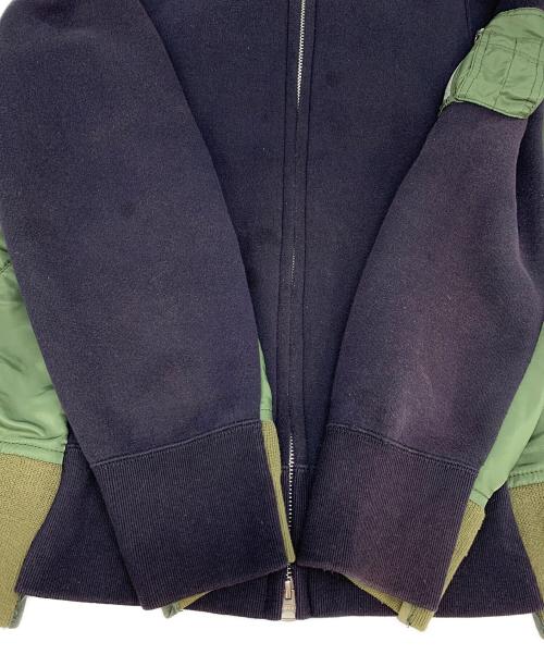 sacai（サカイ）sacai (サカイ) 切替ジップパーカー ネイビー×グリーン サイズ:1の古着・服飾アイテム