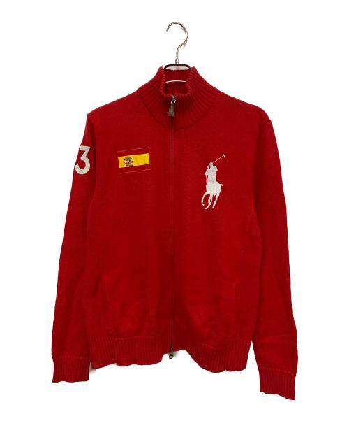 POLO RALPH LAUREN（ポロ・ラルフローレン）POLO RALPH LAUREN (ポロ・ラルフローレン) ESPANA ジップニット レッド サイズ:Mの古着・服飾アイテム