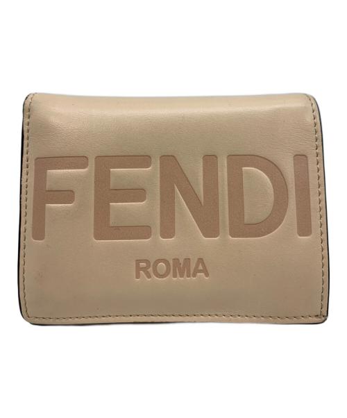 FENDI（フェンディ）FENDI (フェンディ) ロゴ型押しレザースモールウォレット  ナチュラルの古着・服飾アイテム