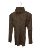 PLEATS PLEASEプリーツプリーズ）の古着「モックネックプリーツカットソー」｜ブラウン