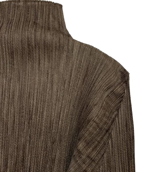 PLEATS PLEASE（プリーツプリーズ）PLEATS PLEASE (プリーツプリーズ) モックネックプリーツカットソー ブラウン サイズ:3の古着・服飾アイテム