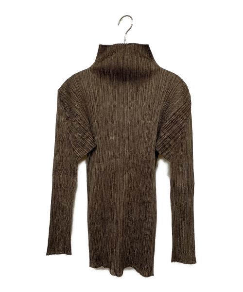 PLEATS PLEASE（プリーツプリーズ）PLEATS PLEASE (プリーツプリーズ) モックネックプリーツカットソー ブラウン サイズ:3の古着・服飾アイテム
