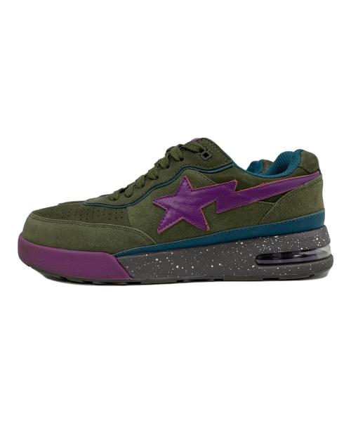 BAPESTA（ベイプスタ）BAPESTA (ベイプスタ) スエード製ローカットスニーカー グリーン×パープル サイズ:27の古着・服飾アイテム