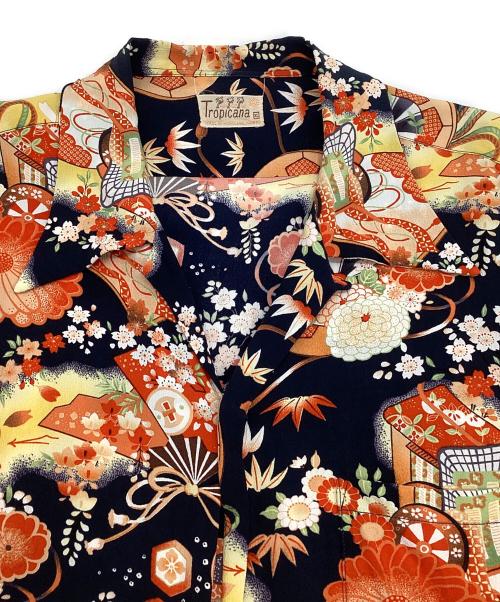Sun Surf（サンサーフ）Sun Surf (サンサーフ) 復刻 TROPICANA THE ROYAL WAGON ハワイシャツ ネイビー×オレンジ サイズ:XLの古着・服飾アイテム