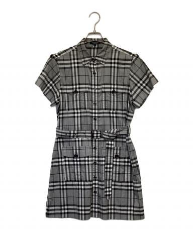 美品✨BURBERRY LONDON ベルト付き シャツワンピース 38 黒 中古・古着通販】BURBERRY LONDON (バーバリーロンドン) シャツ