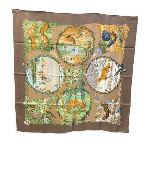 HERMES（エルメス）HERMES (エルメス) シルクスカーフ ライトブラウンの古着・服飾アイテム