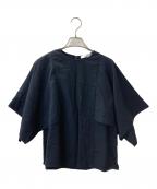 ebureエブール）の古着「ハイカウントポプリン デザインブラウス」｜ネイビー