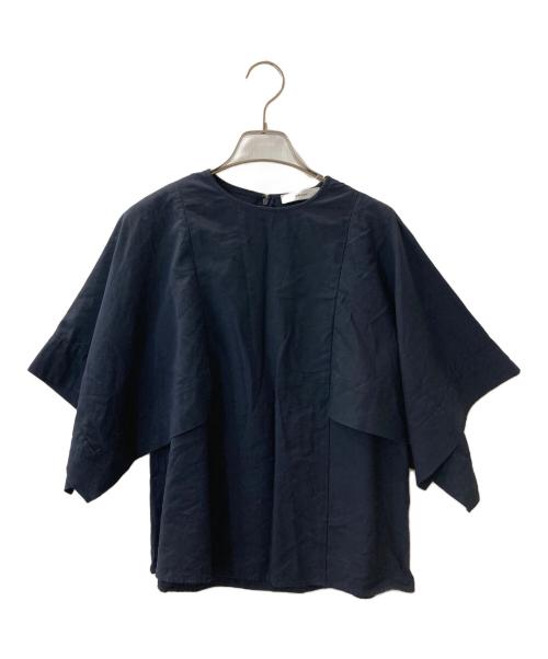 ebure（エブール）EBURE (エブール) ハイカウントポプリン デザインブラウス ネイビー サイズ:38の古着・服飾アイテム