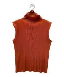 PLEATS PLEASE（プリーツプリーズ）の古着「ノースリーブカットソー」｜オレンジ