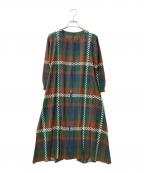 PLEATS PLEASEプリーツプリーズ）の古着「プリーツロングカーディガン」｜グリーン×ブラウン