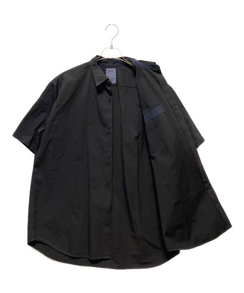 hobo（ホボ）hobo (ホボ) S／Sシャツコットンウェザークロス オーバーダイド ブラック サイズ:Lの古着・服飾アイテム