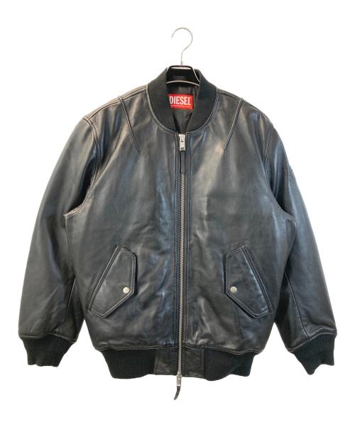 DIESEL（ディーゼル）DIESEL (ディーゼル) L-PRITTS パデッド レザージャケット ブラック サイズ:46の古着・服飾アイテム