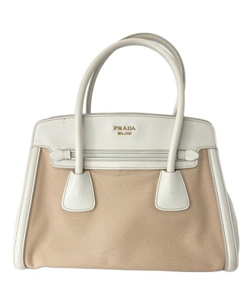 PRADA（プラダ）PRADA (プラダ) ハンドバッグ ホワイト×ベージュの古着・服飾アイテム