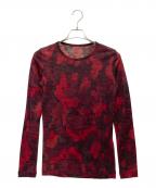 Y'sワイズ）の古着「WOOL CAMOFRAGE LONG SLEEVE T-SHIRT」｜レッド