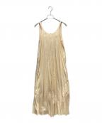 enricaエンリカ）の古着「2wayコットンサテンノースリーブギャザーワンピース」｜ベージュ